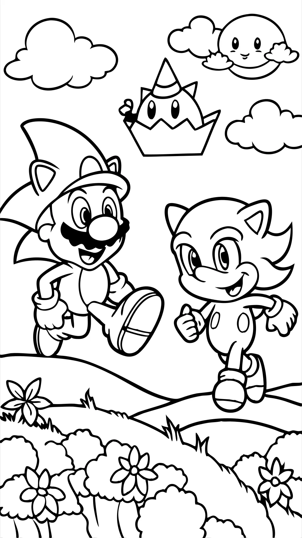 Páginas para colorear de Sonic y Mario